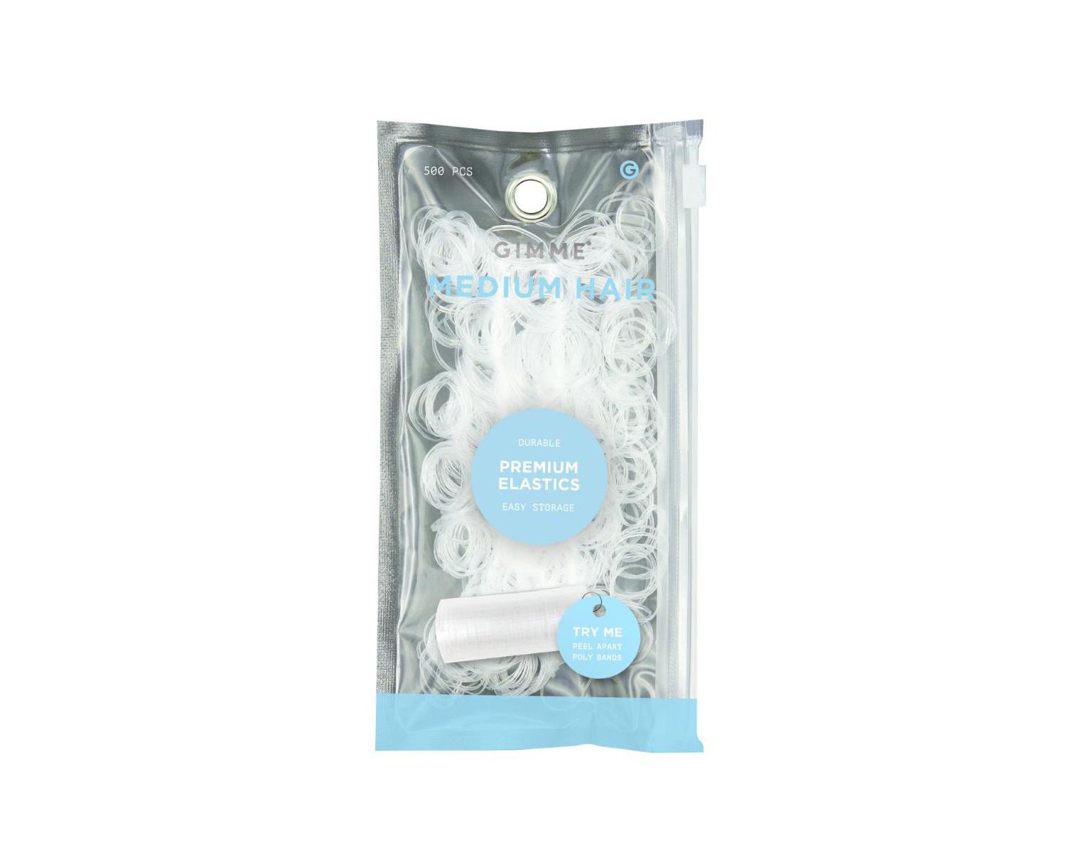 Medium Hair Premium Elastics - Clear Hair Ties with Innovative Storage Stack - No-Slip, Durable Bands for All Day Use - 500 Pack