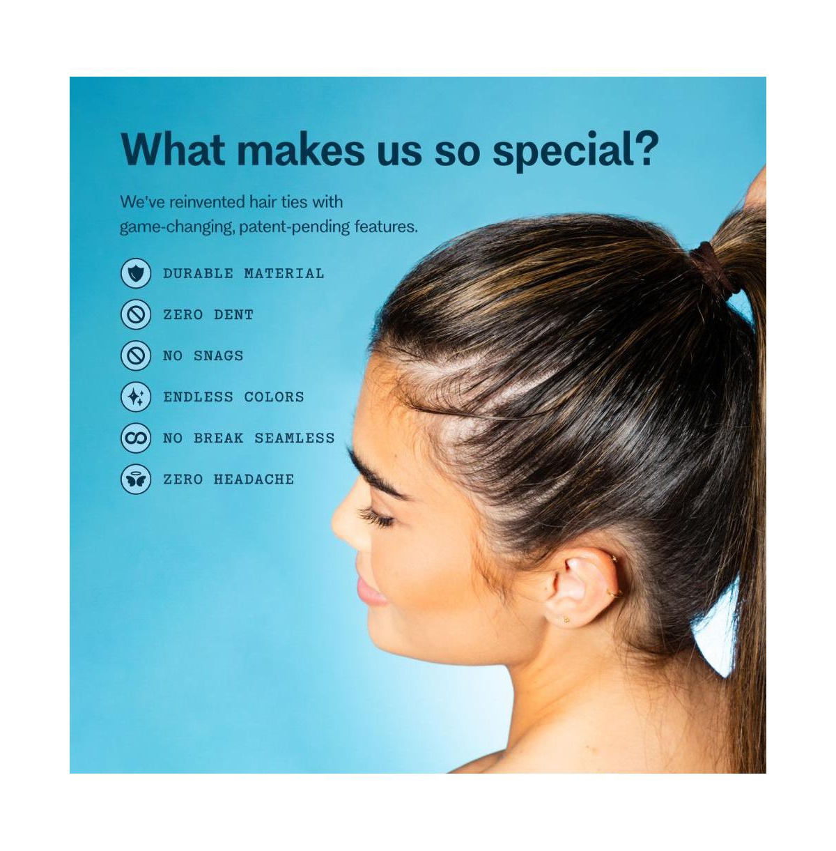 Gimme Beauty Low Profile Hair Bands - Gentle, No-Snag Elastic Ties for Fine and Thick Locks - Non-Slip Seamless Ponytail Holders
