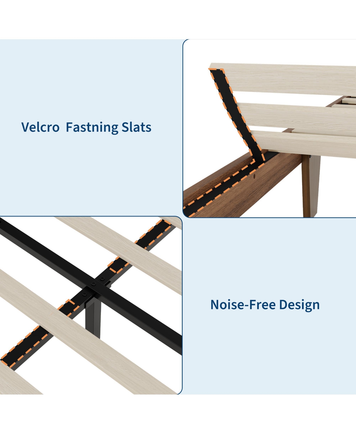 homfan Wood Platform Bed - Noise-Free Design with Metal and Wood Slat Support, No Box Spring Needed