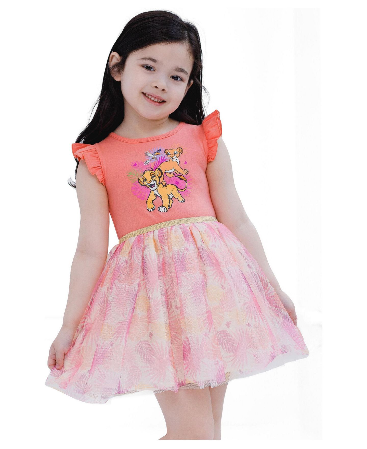 Платье Nightmare Before Christmas Lion King Short Sleeve Tutu Dress для девочек-малышей, цвет: Коралловый — фото 2