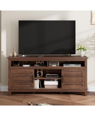 TV Stand for 63 Inch, Entertainment Center with Adjustable Shelves, Farmhouse TV Stand with Cabinet Doors ,for Living Room, Bedroom