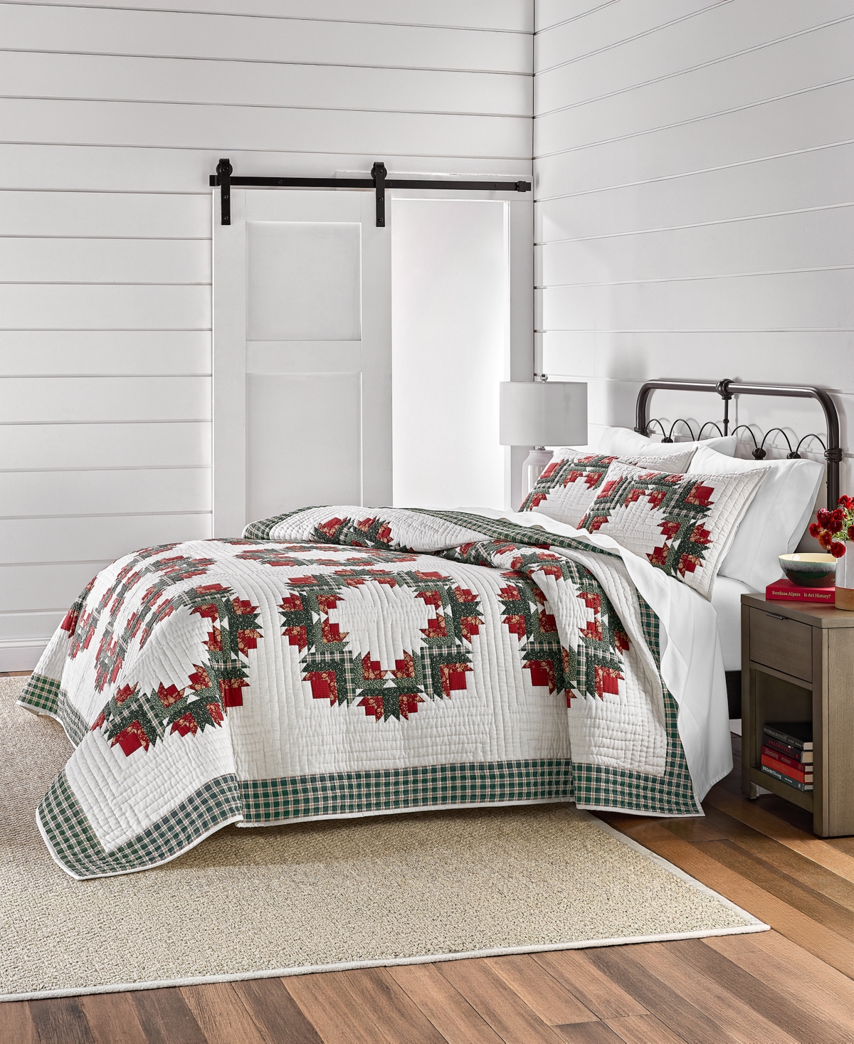 Charter Club Wreath Artisan Quilted 3-Piece Quilt Set, Full/Queen, Macy's Exclusive