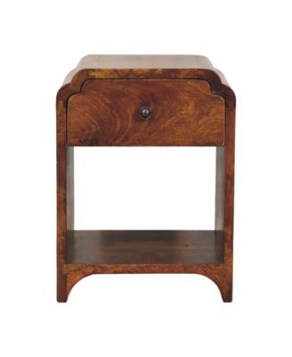 16" Chestnut Solid Wood One Drawer Scallop Edge Nightstand