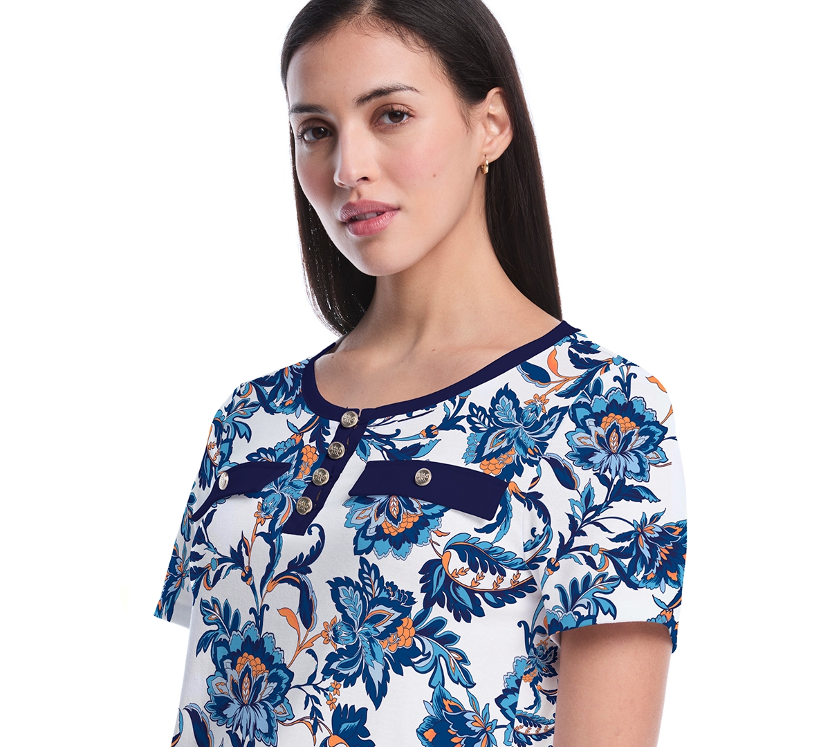 Rafaella Petite Botanical Short-Sleeve Top