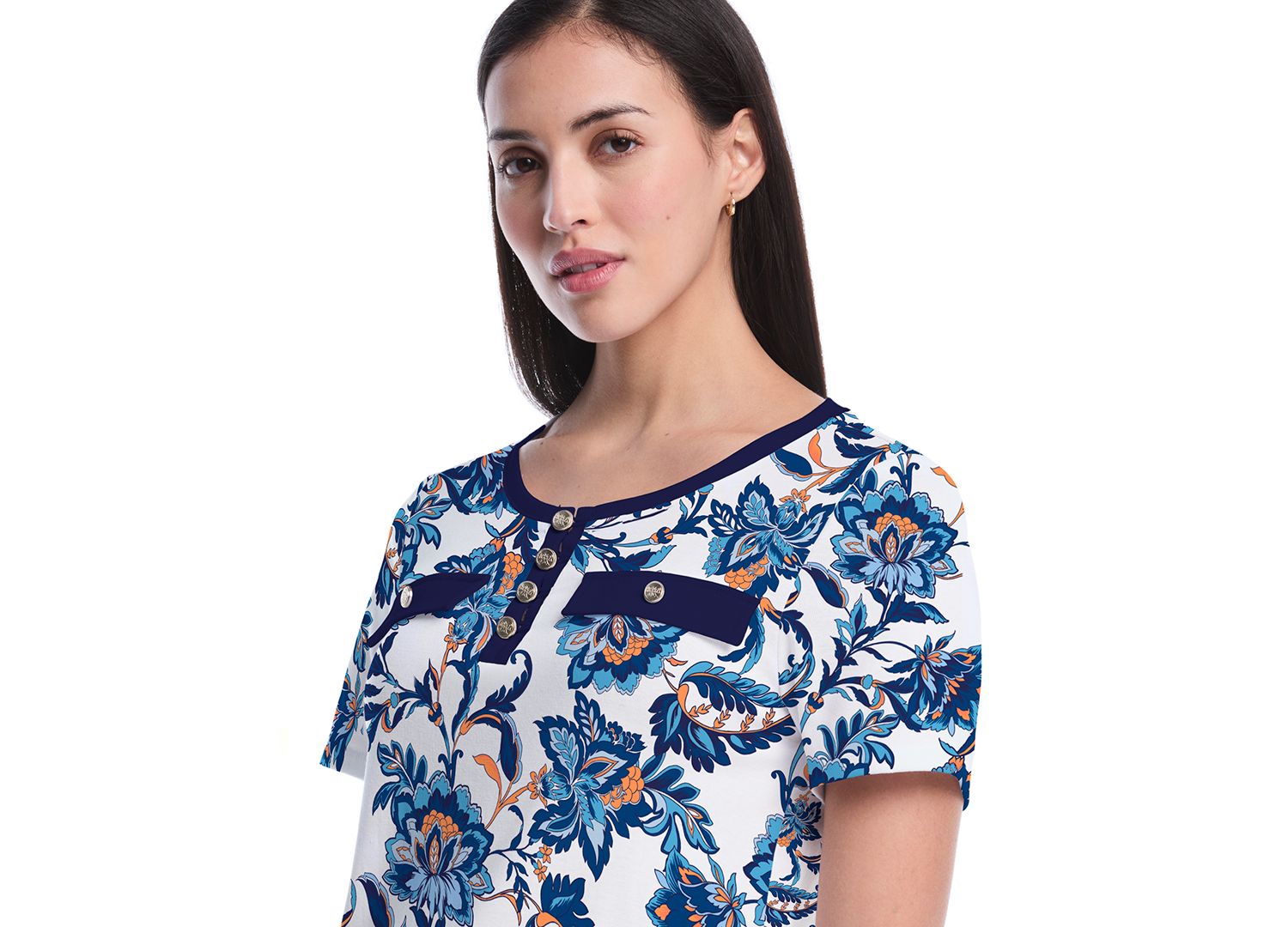 Petite Botanical Short-Sleeve Top