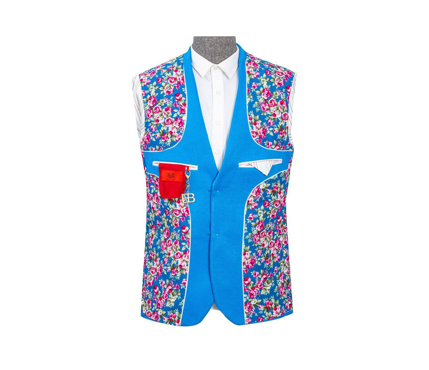 Мужская куртка Elie Balleh Slim Fit Solid Blazer Sports Coat, цвет: Королевский синий — фото 5