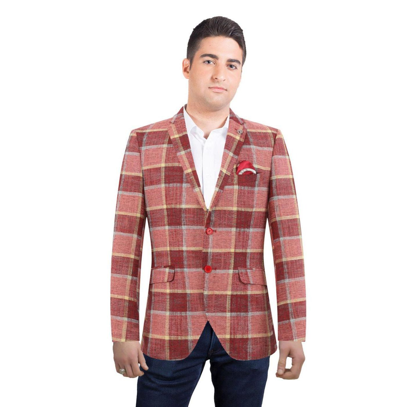 Мужская куртка Elie Balleh Slim Fit Solid Blazer Sports Coat, цвет: Красный — фото 1
