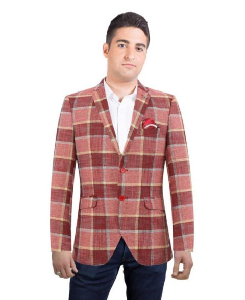 Мужской пиджак Elie Balleh Slim Fit Solid Blazer Sports Coat, цвет: Красный