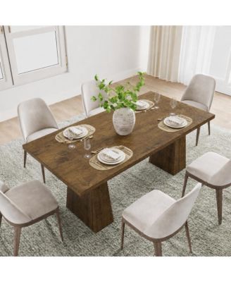 Farmhouse 71 Inch Dining Table for 6 to 8, Heavy Duty Legs, Widened Desktop, Multi Purpose Wooden Table for Home Office Living Room
