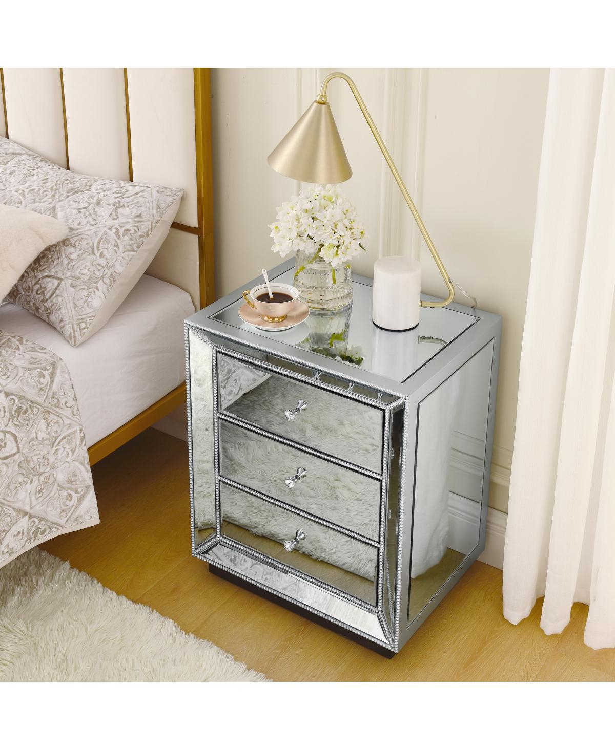 Streamdale Furniture Three drawer cabinet with bead mirror finish