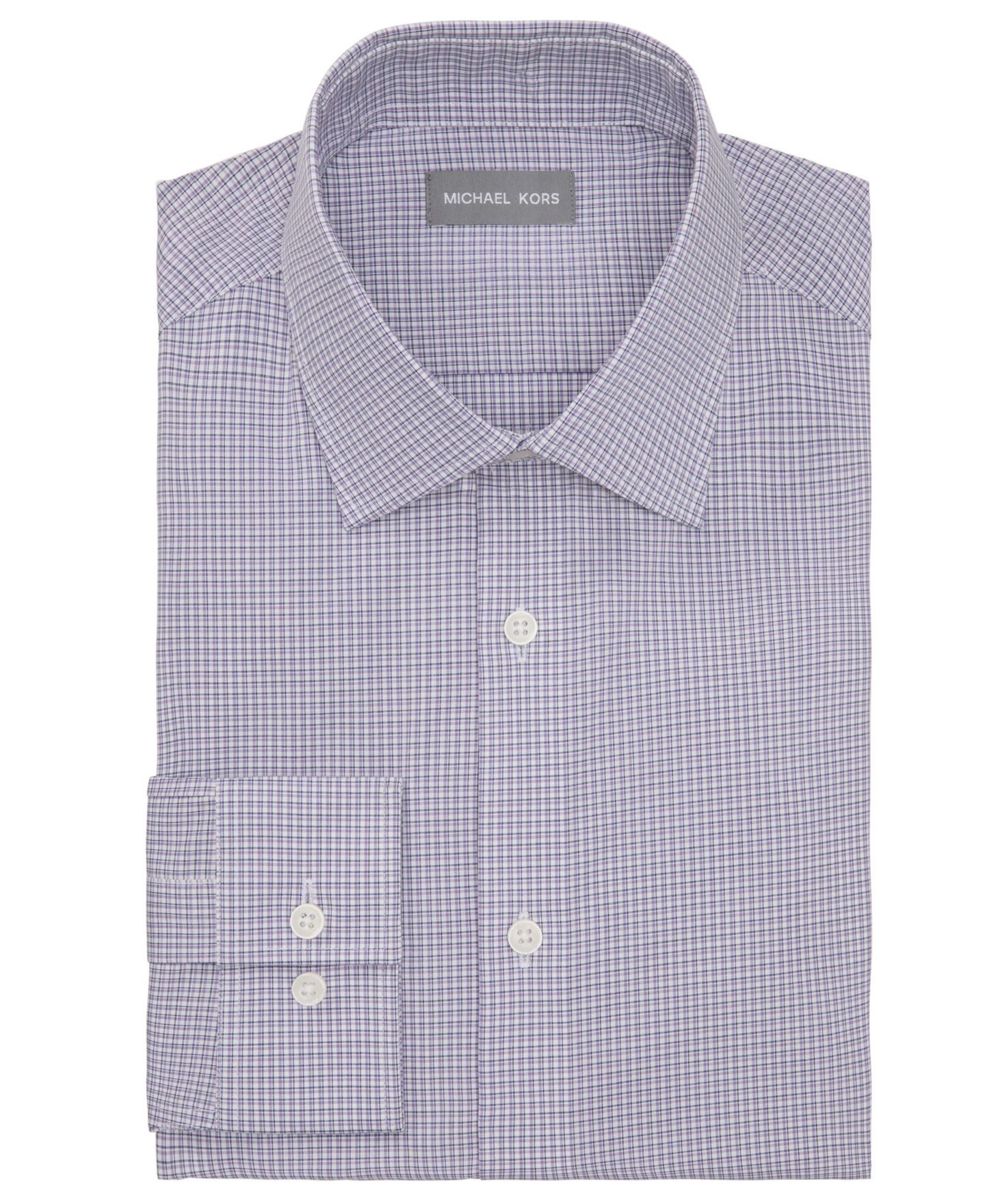 Мужская рубашка Michael Kors Regular-Fit Cotton Stretch Dress Shirt, цвет: Фиолетовый разноцветный — фото 3