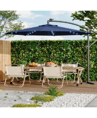 10Feet Offset Cantilever Umbrella, Waterproof UV-Resistant, Adjustable Tilt, Steel Frame and Cross Base for Deck, Pool, Backyard