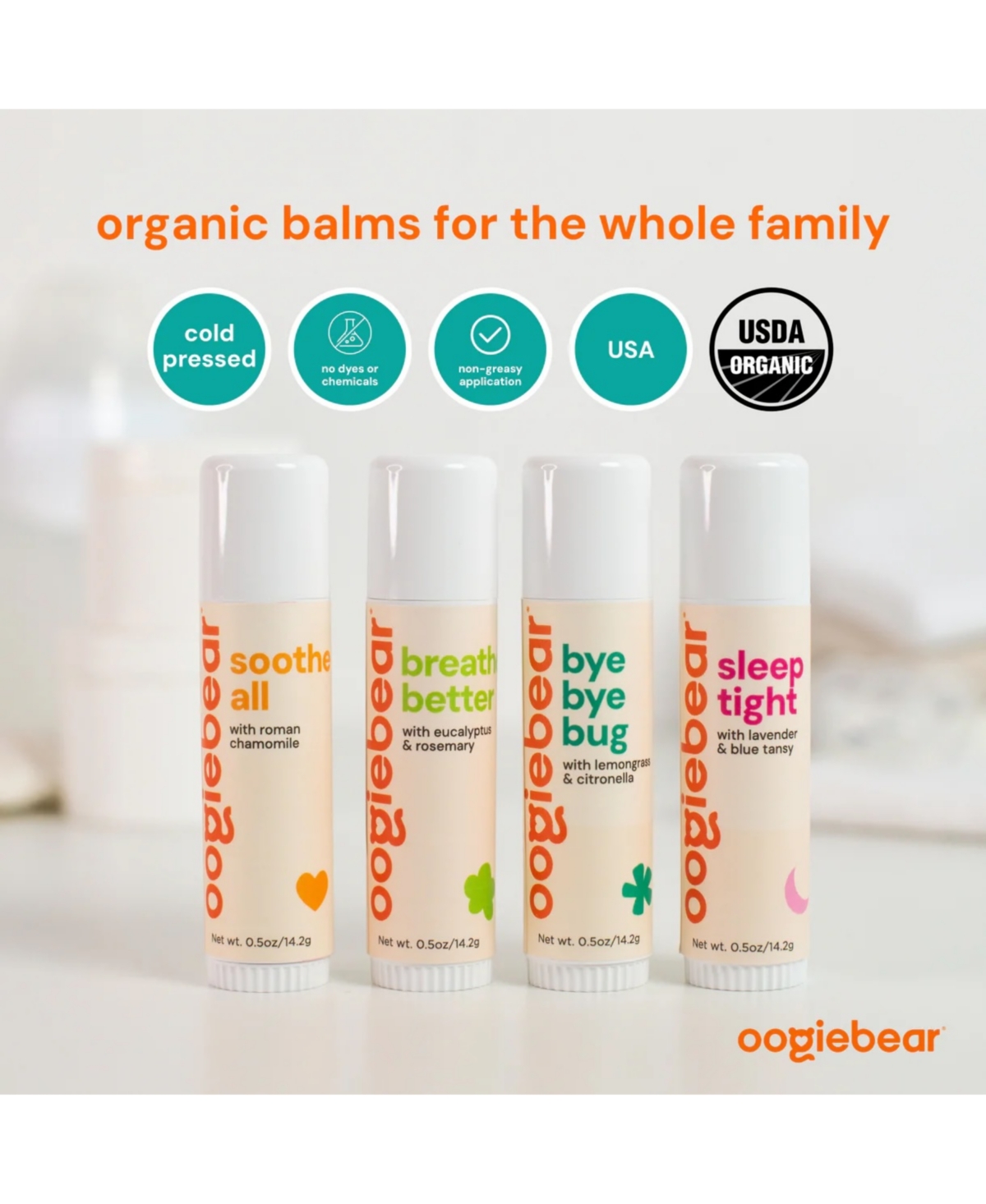 oogiebear Baby 4-Pack Organic Balm Collection