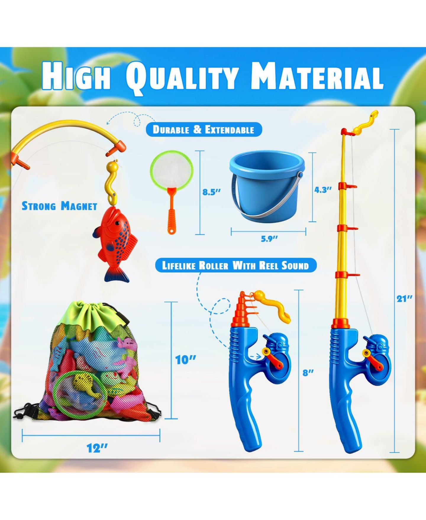 Детская игрушка GNUADZ 50 Fishes Magnetic Fishing Game, 5-7 Years, цвет: Разноцветный — фото 3