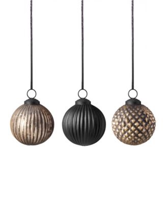 Christmas Chic Round Glass Ornaments, Set of 3