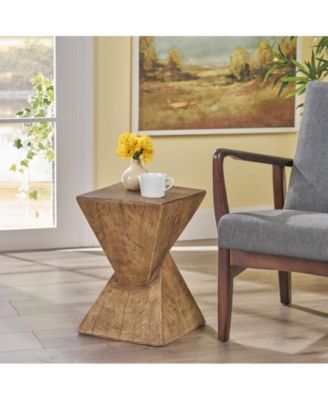 Hourglass Twisted Side Table Hand-Finished Artisanal Accent Table No Assembly Indoor Outdoor