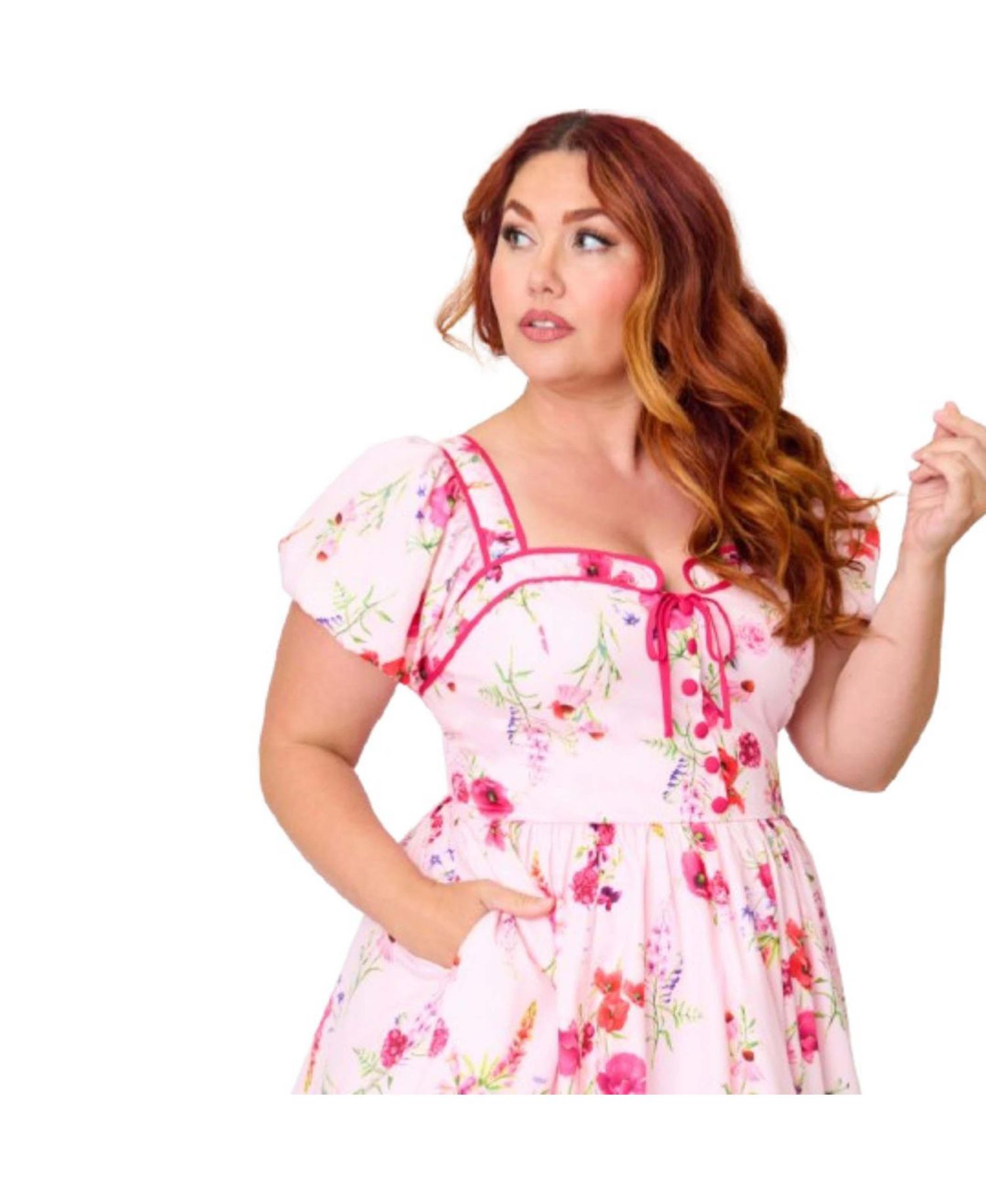 Plus Size Sweetheart Button Front Swing Dress