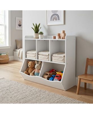 Kids' Toy Storage Organizer with Open Compartments and Tilting Storage Bins - Durable and Safe Children's Bookshelf for Playroom and Bedroom