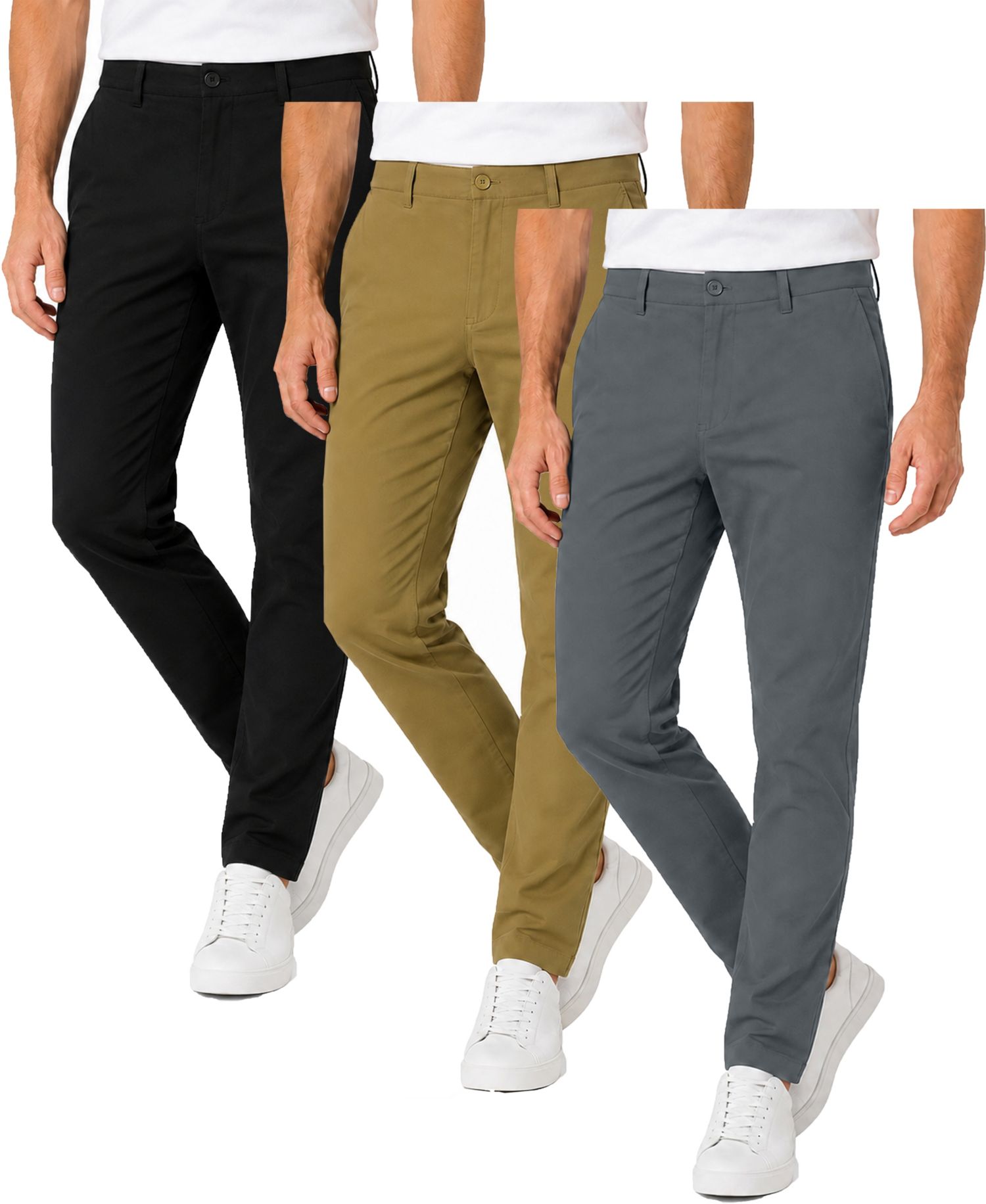 Men's Woven Stretch Slim-Fit Pants, 3-Pack