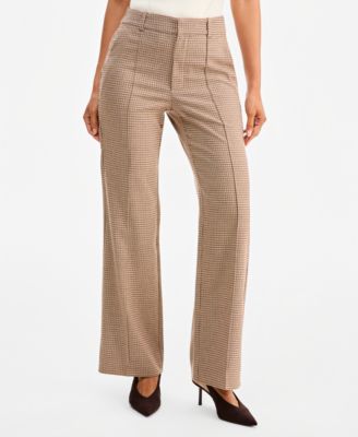 Women's High-Rise Bootcut Houndstooth Pants