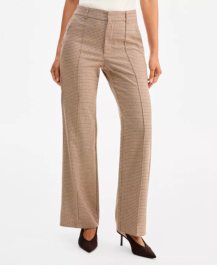 Women's High-Rise Bootcut Houndstooth Pants