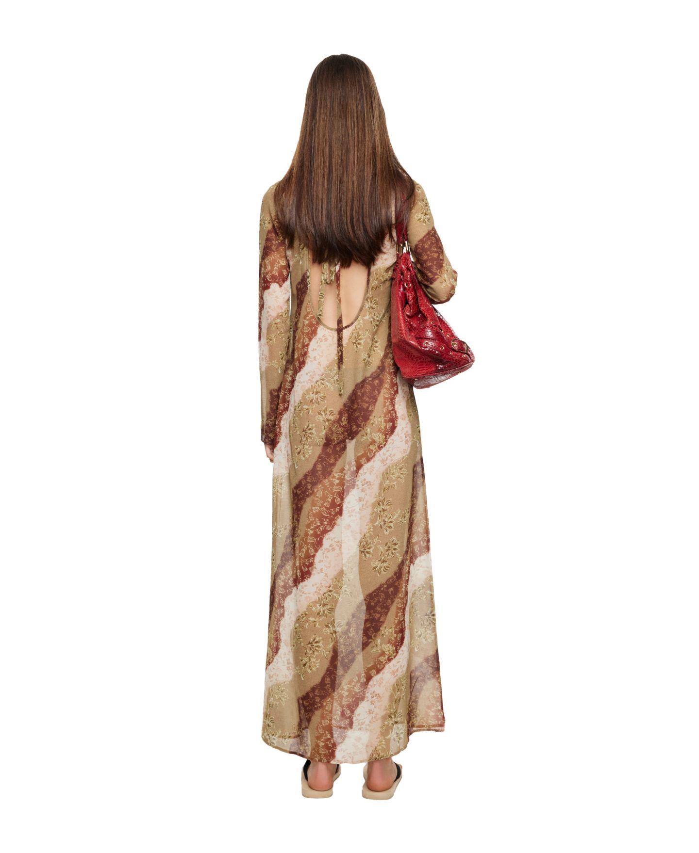 Женское платье Lioness Pacific Long-Sleeve Tie-Back Maxi, цвет: Винтажный с принтом — фото 5
