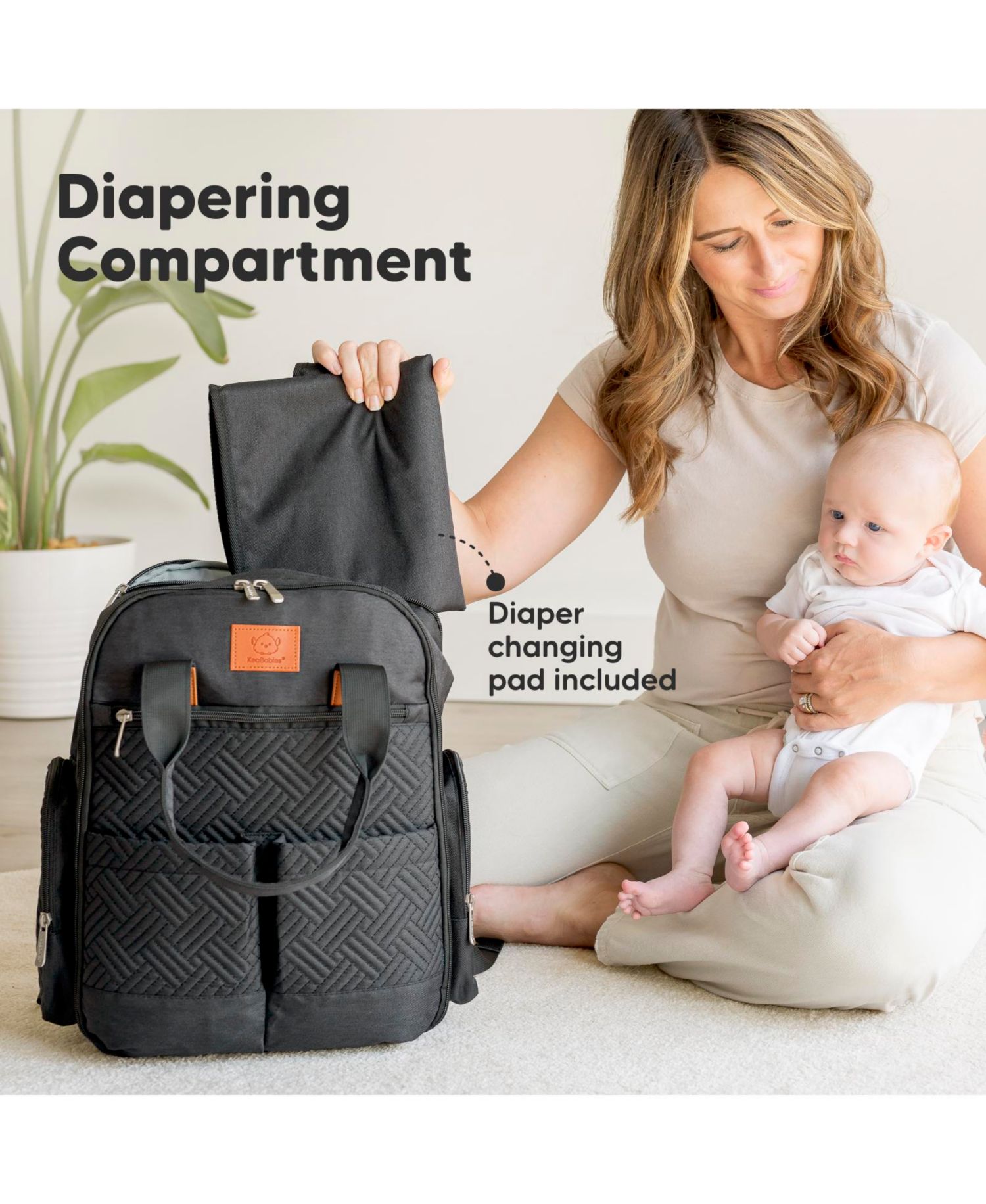 Bree Diaper Bag Backpack, Waterproof Baby Diaper Bags with Changing Pad, Girl, Boy, 2 Kids Travel Essentials