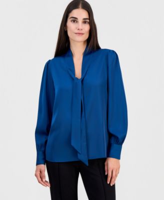 Women's Tie-Neck Long-Sleeve Blouse