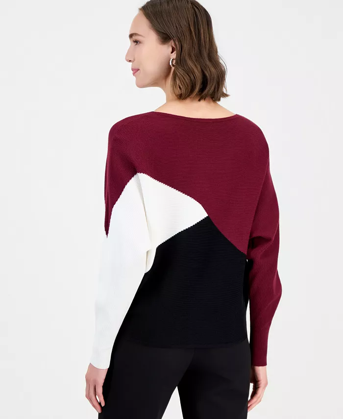 Women's Colorblock Ribbed-Knit Crewneck Pullover - thumbnail 3