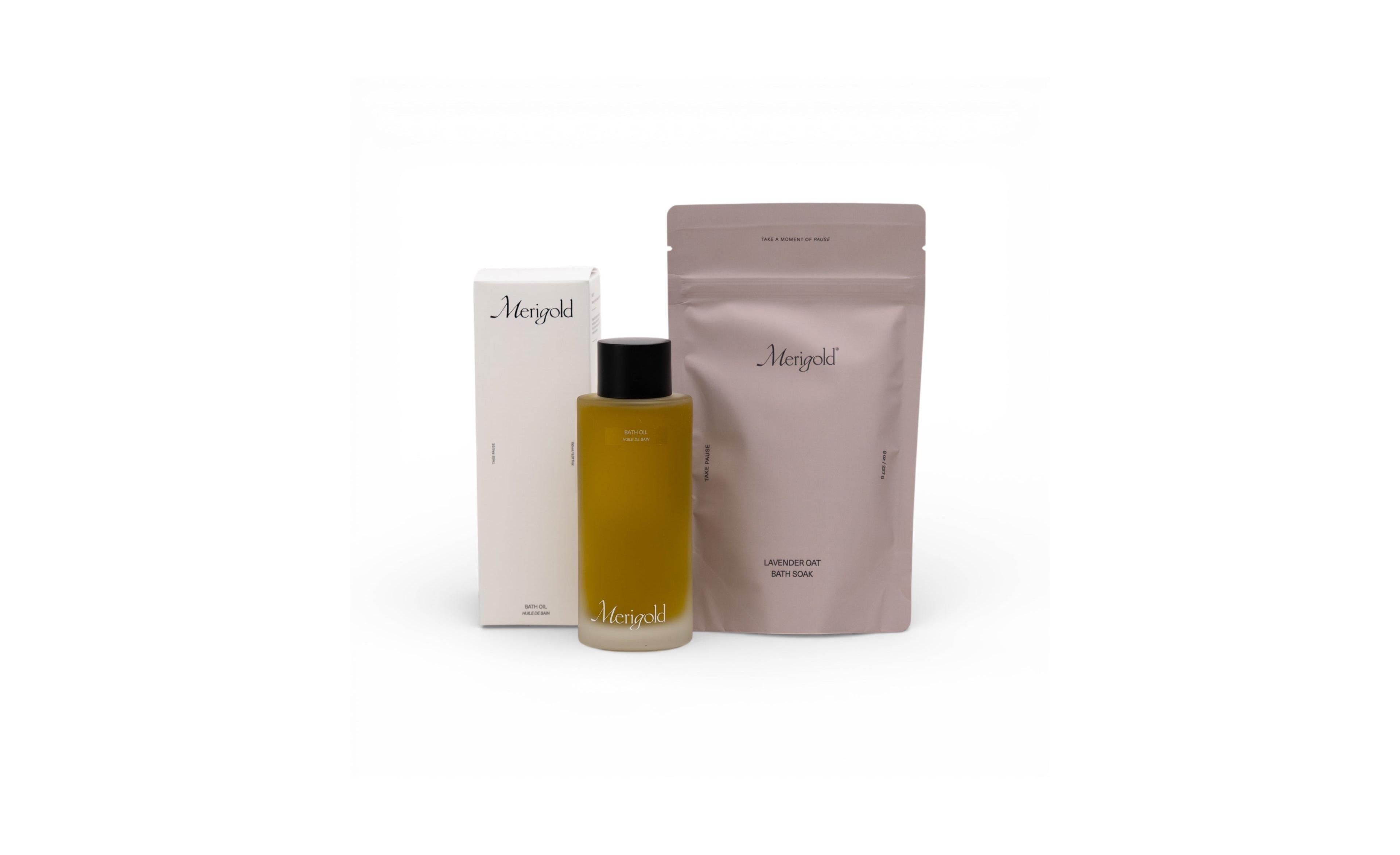 Merigold, Bath Oil and Lavender Oat Bath Soak Bundle