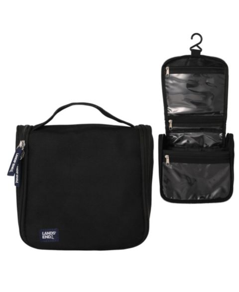 Сумки Lands' End Small Hanging Toiletry Bag for Travel, Canvas Hanging Dopp Kit Hygiene, цвет: Чёрный