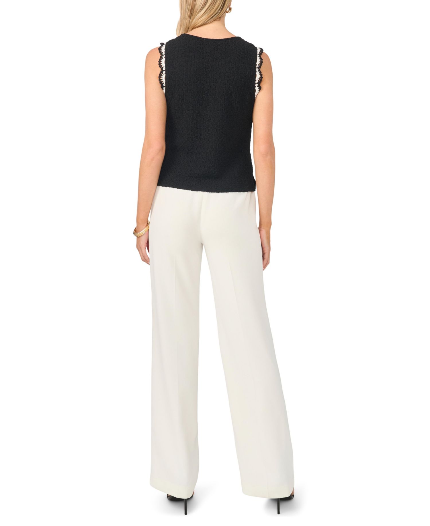 Women's Crewneck Scallop Trim Tank Top