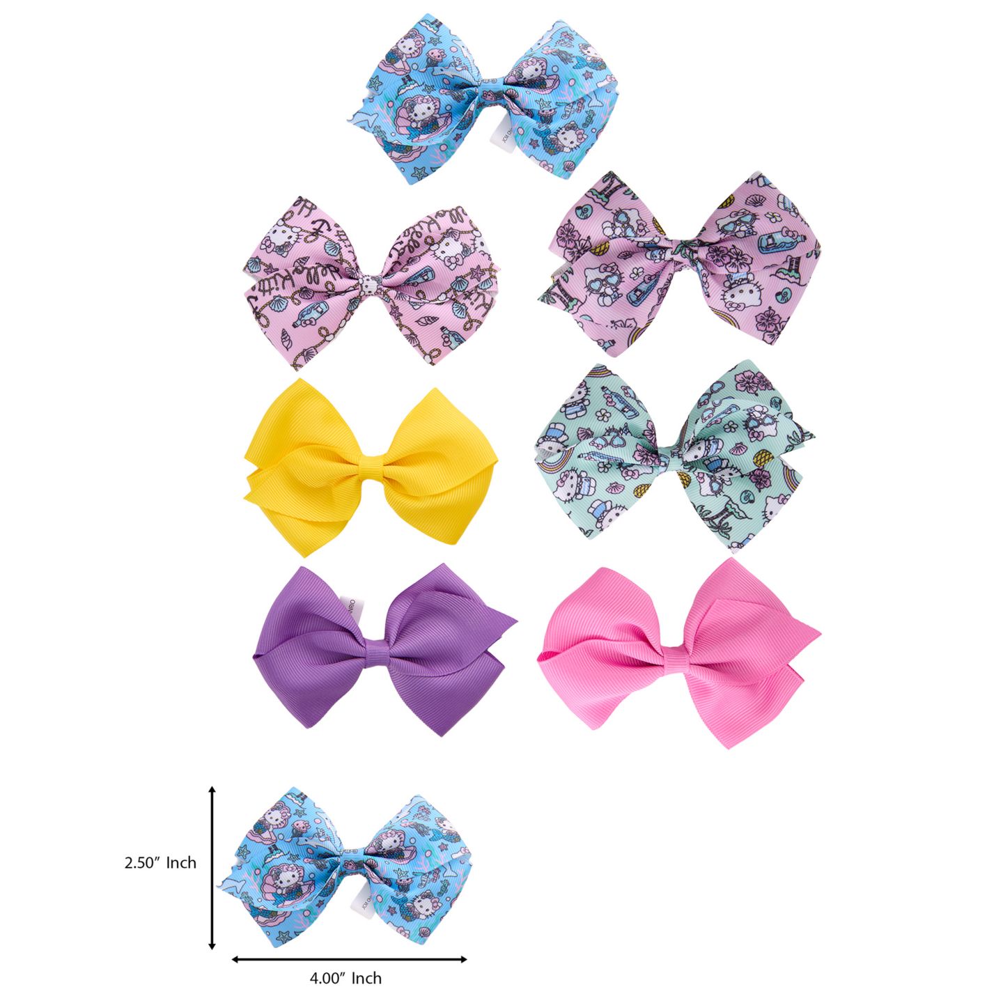 Детские аксессуары для волос Hello Kitty Hair Bow 7-Piece Set Official License, Sanrio Hair Accessories, цвет: Разноцветный — фото 4