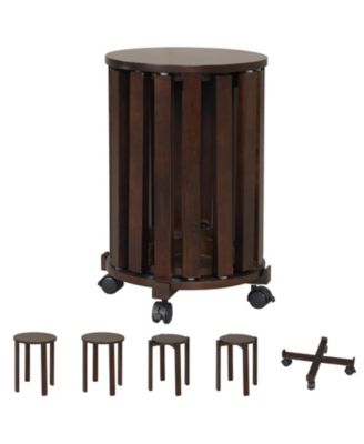 Stackable Stools Set of 4 with Rolling Base, Locking Casters for Kitchen Apartments