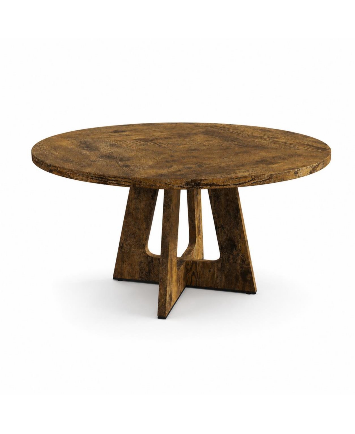 homfan 47-Inch Round Dining Table for 4-6, Farmhouse with Wooden Cross Pedestal Base Room, Kitchen and Living Room