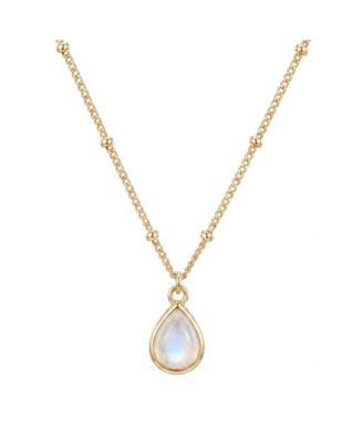 14k Gold Plated Pear  Moonstone Pendant Necklace