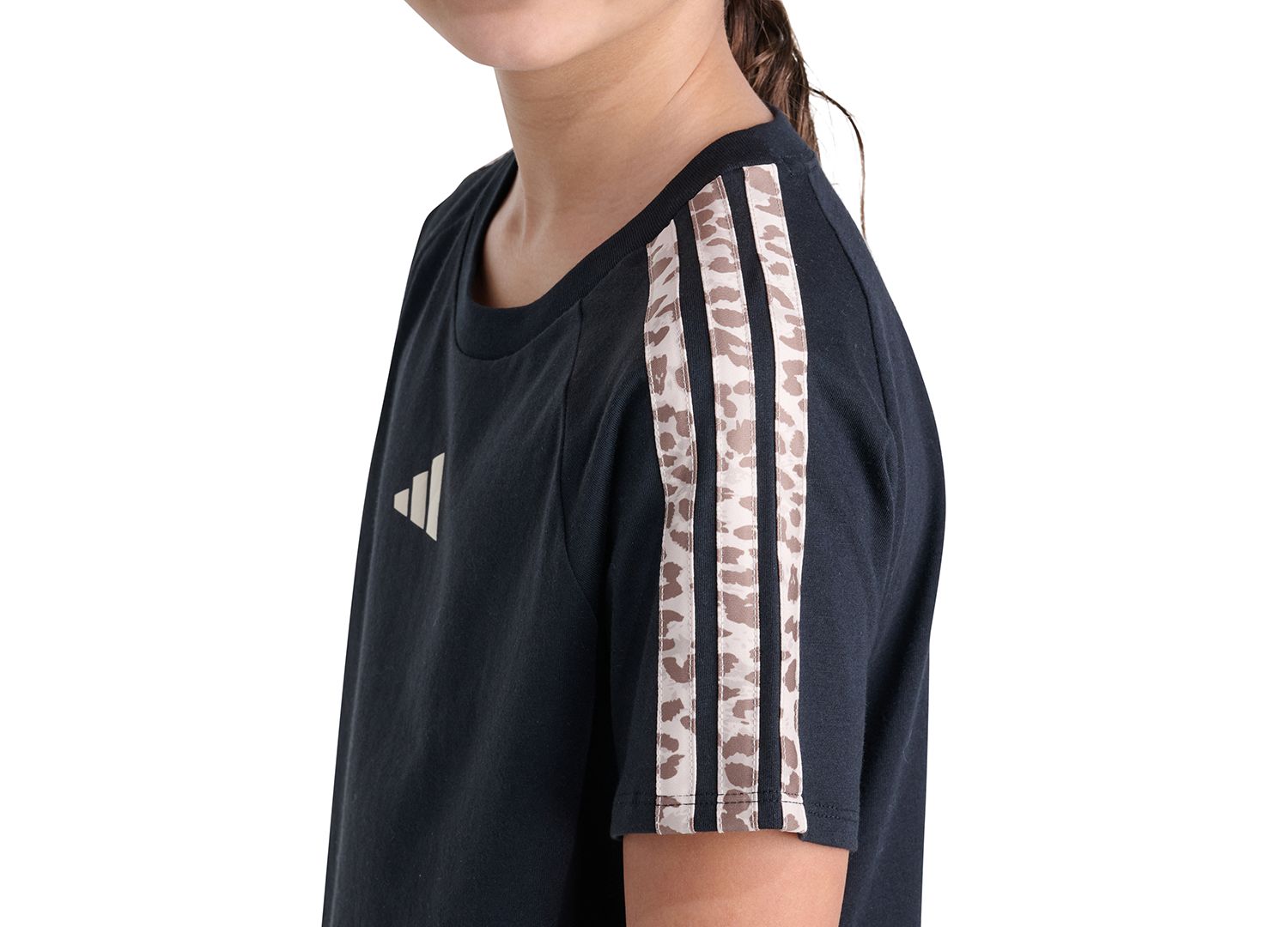 Girls' 8-16 Print 3-Stripe Short-Sleeve Raglan T-Shirt