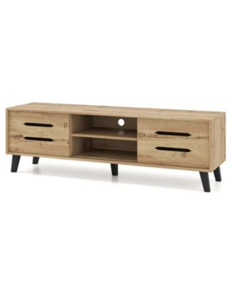 Mid Century Modern TV Stand with Sliding Doors for 65 Inch TVs