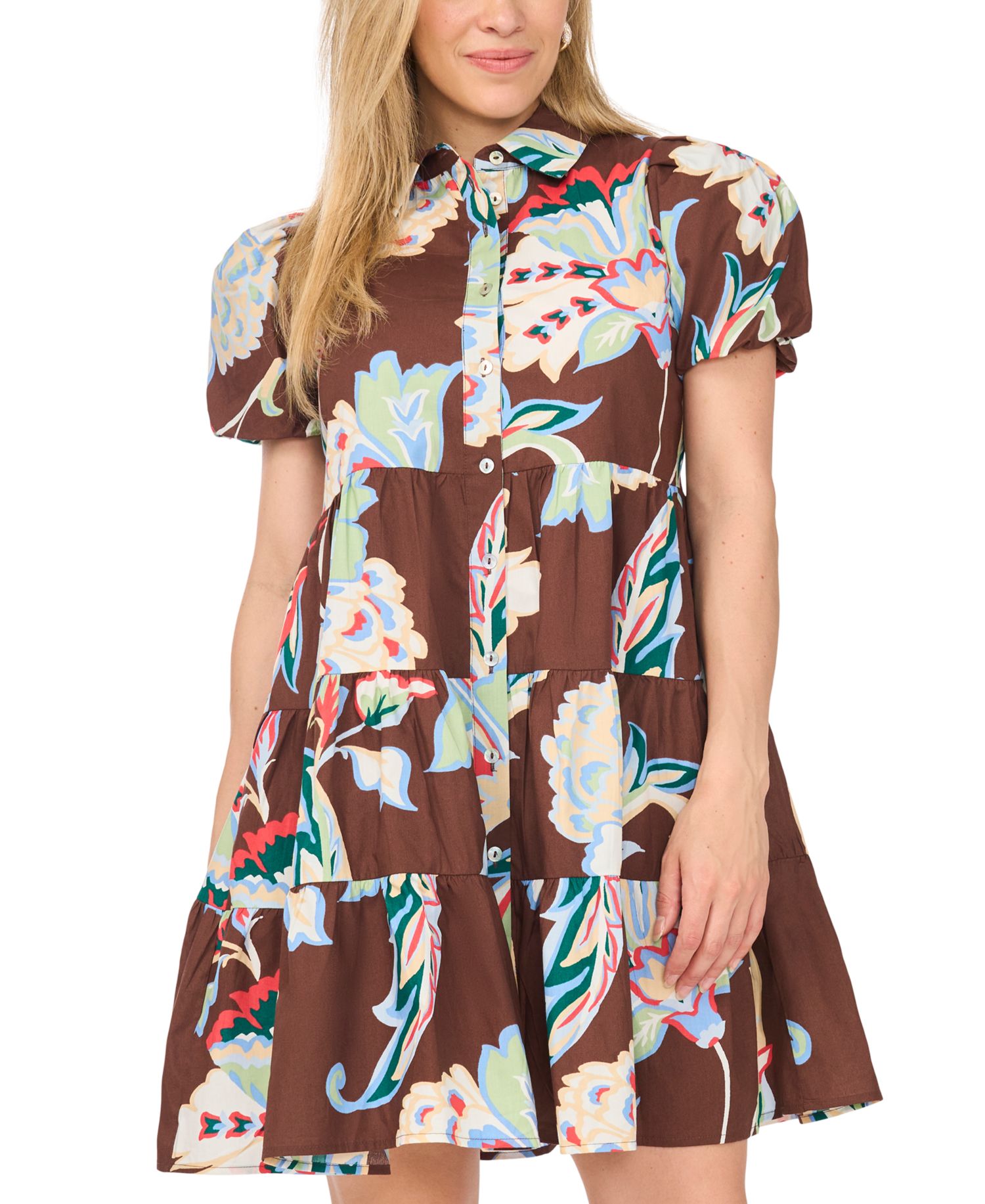 Petite Collared Short-Sleeve Dress