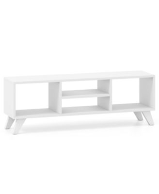 Media TV Console Table with Raised Support Legs and Storage Shelves