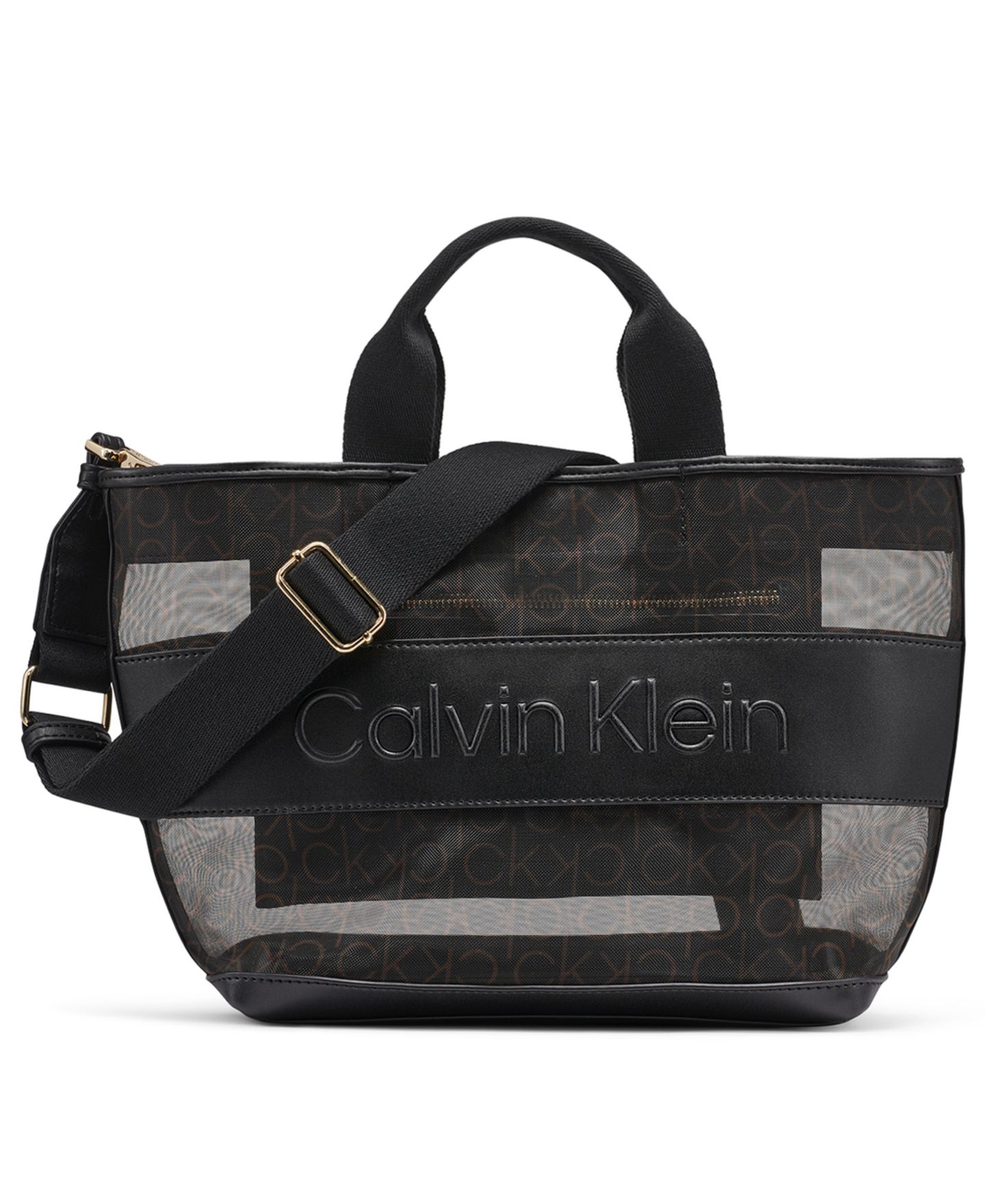 Женская сумка Calvin Klein Averil Signature Mesh Large Crossbody Handbag, цвет: Коричневый хаки / Чёрный — фото 1