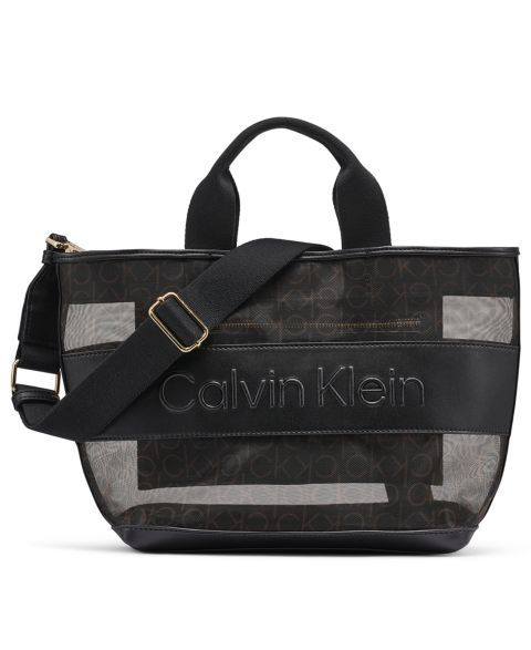 Женская сумка Calvin Klein Averil Signature Mesh Large Crossbody Handbag, цвет: Коричневый хаки / Чёрный