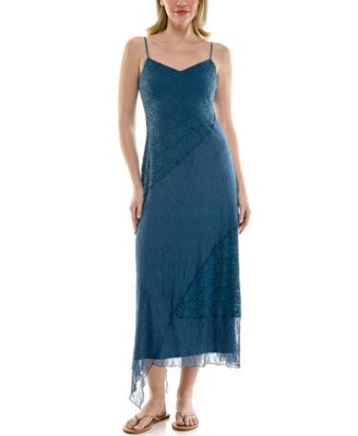 Juniors' Sleeveless V-Neck Lace Midi Dress