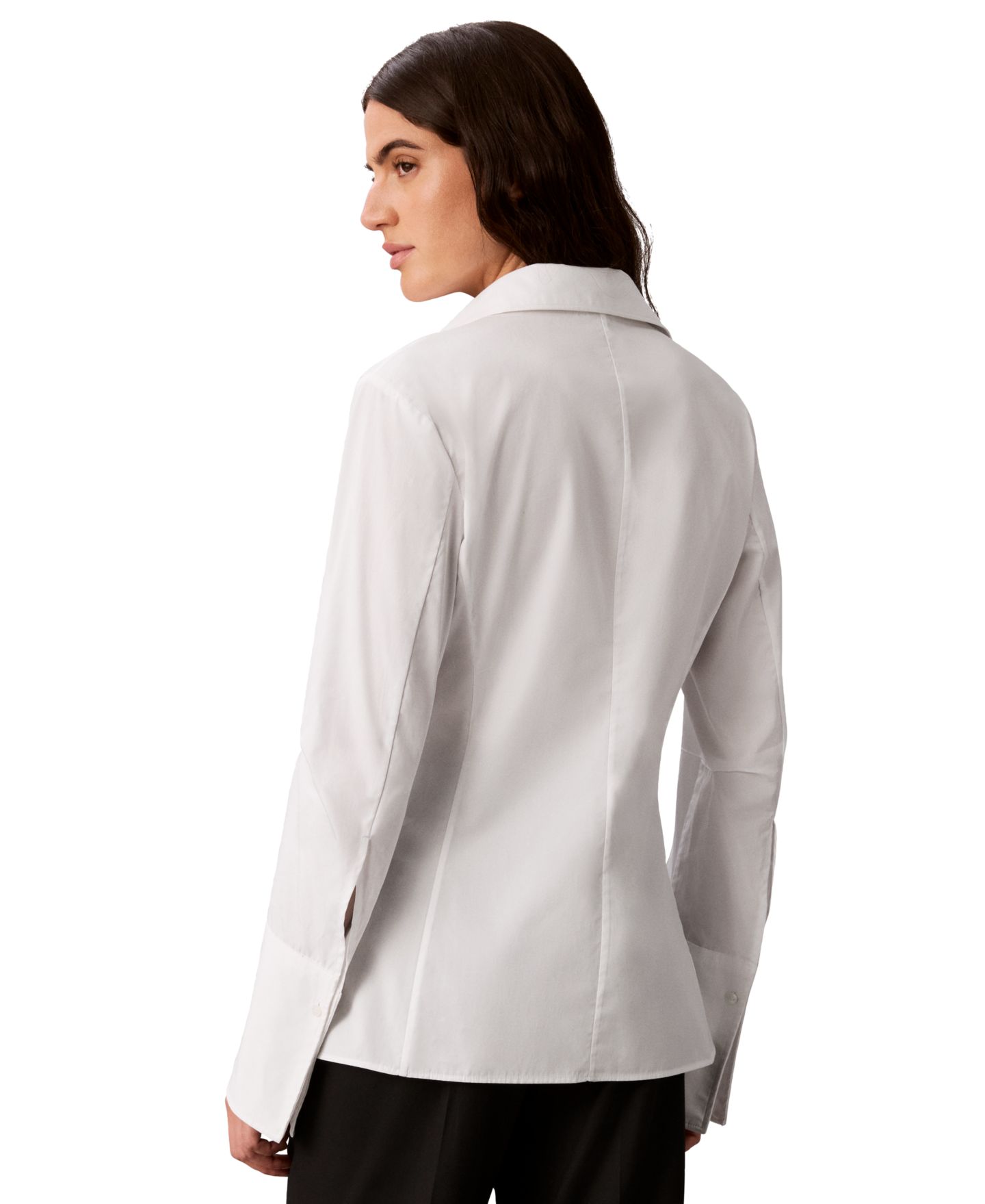 Женская рубашка Calvin Klein Petite Collared Neck Long-Sleeve, цвет: Белый — фото 5