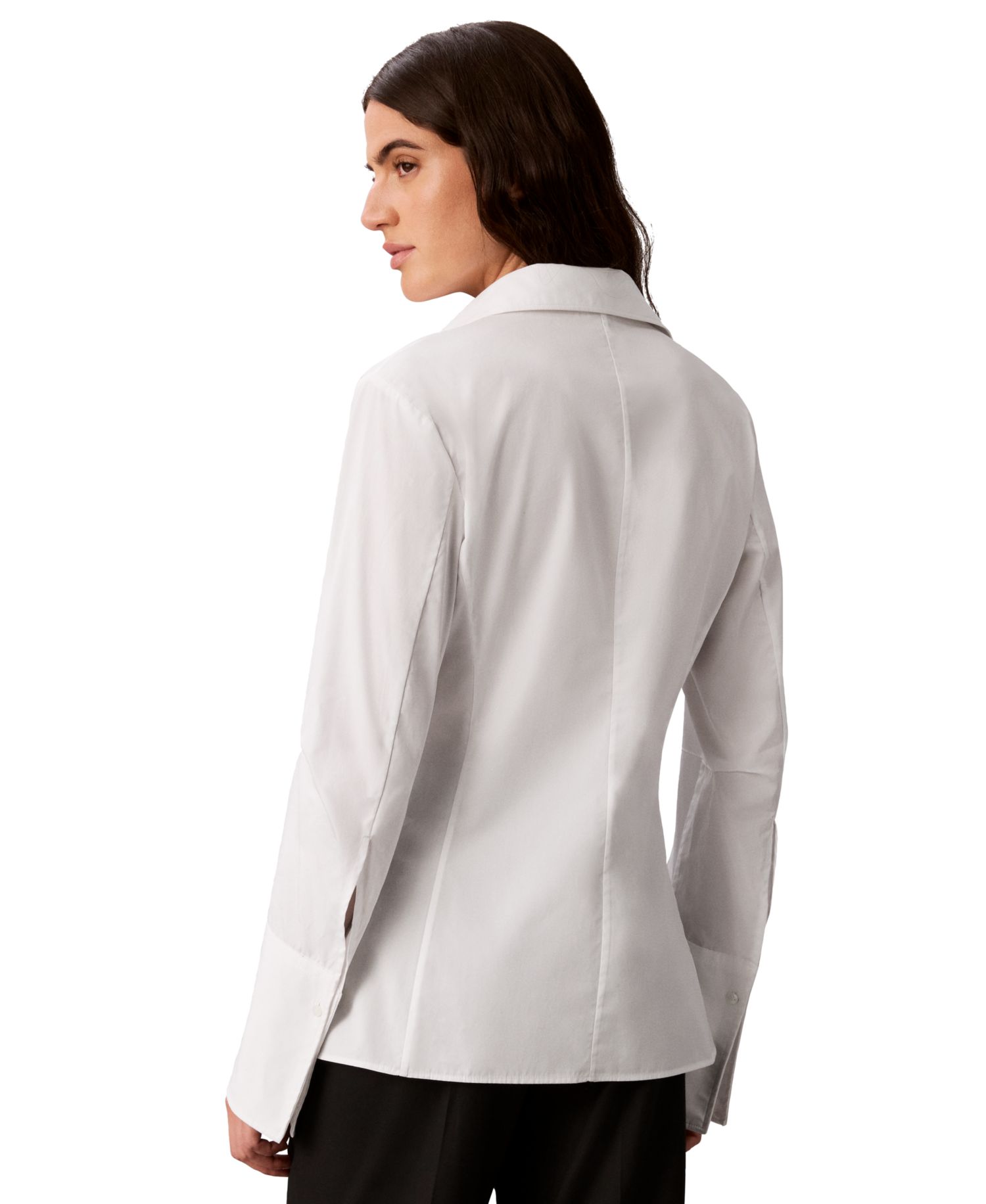 Petite Collared Neck Long-Sleeve Shirt