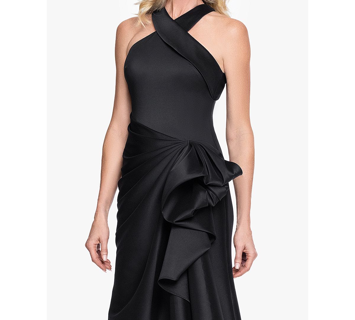 XSCAPE Women's Stretch Mikado Halter Neck Ball Gown view 3 — MAYCSS fashion products