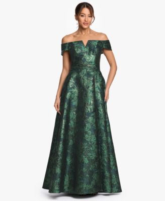 Women's Off-The-Shoulder Brocade Print Ball Gown