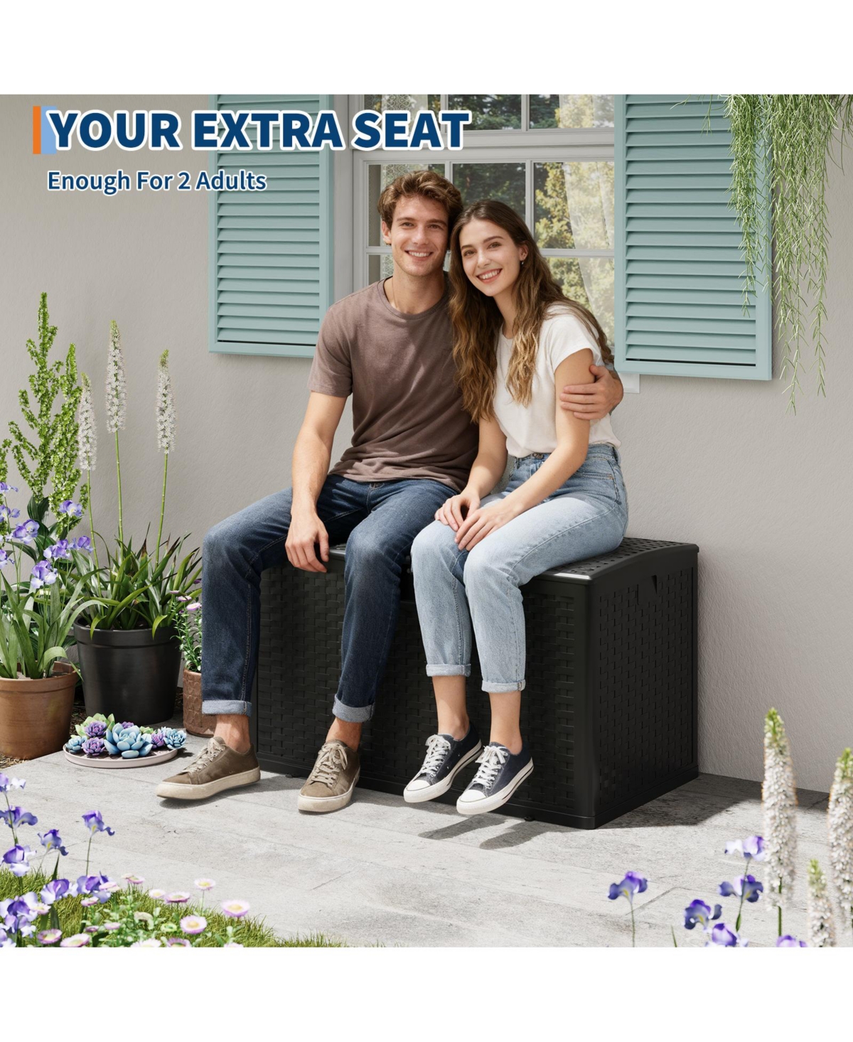 gaomon Gallon Outdoor Storage Box, Lockable Uv Resistant Storage Chest, Large Waterproof Resin Patio Storage Bin, Suitable for Patio
