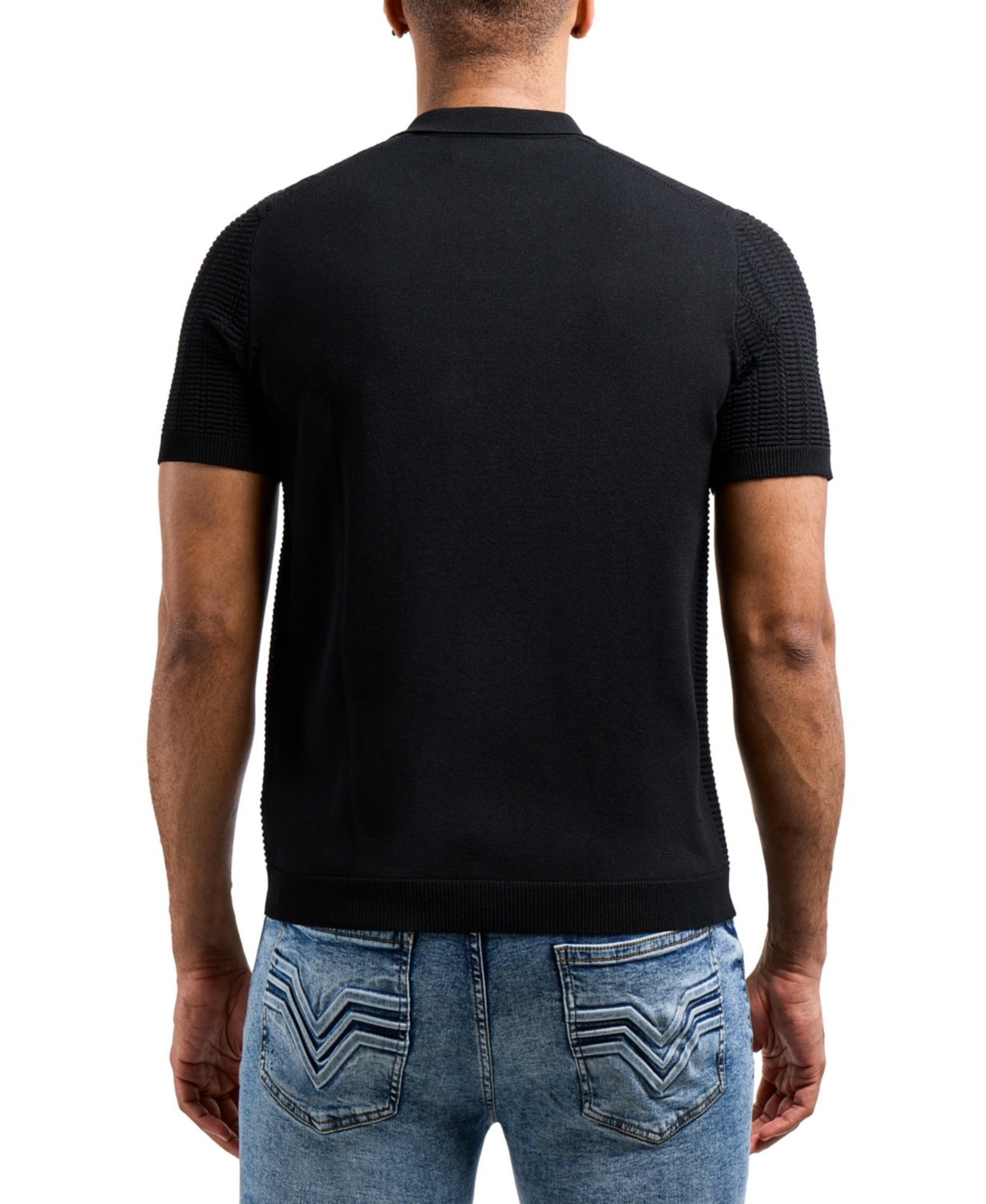 Xray Men's Johnny Collar Textured Rib Rows Sweater Polo