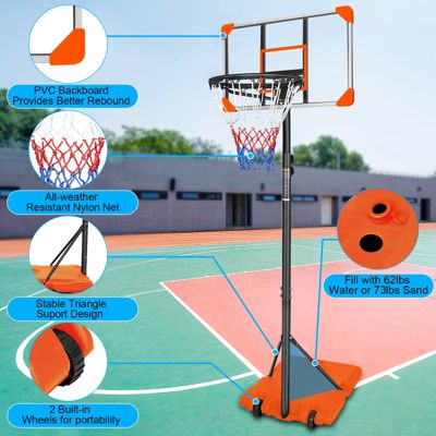 Portable Basketball Goal System with Stable Base and Wheels, use for Indoor Outdoor teenagers youth height adjustable 5.6 to 7ft Basketball Hoop